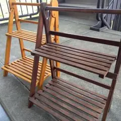 折りたたみ木製2段ラック 2こ