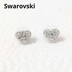 キラキラ　スワロフスキー　ピアス　ハート　クリア　シルバー