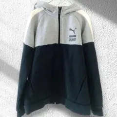 PUMA プーマ パーカー 裏起毛 グレー ネイビー キッズサイズ