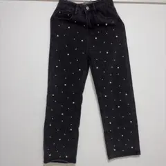 パール付きブラックデニムパンツのサムネイル