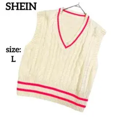 シーイン SHEIN ニットベスト ノースリーブ セーター L ケーブル編み