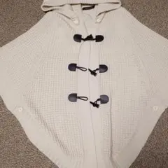 フード付きニットポンチョ