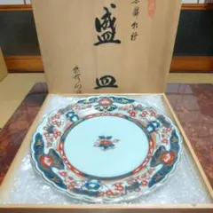 色鍋島高台皿 伊万里焼 船津彩雲 彩雲作 飾り皿 伊万里 鍋島焼 japan