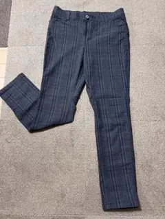 ダークグレー チェック柄 スラックス