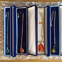 めのうネックレスなど4本