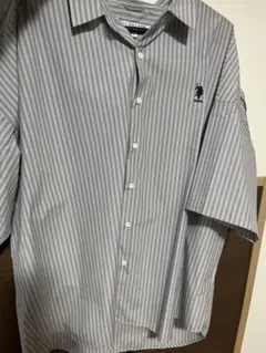 US POLO ASSN. ライトブルー ストライプ 半袖シャツ