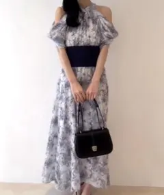 SNIDEL フリンジウエストリボンピース