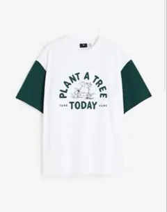 新品未使用✨️H＆M✨️スヌーピープリントオーバーサイズTシャツ／グリーンXL