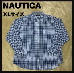 【USED】 NAUTICA チェックシャツ LサイズCOTTON 100%