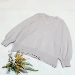 【ジーユー】スウェットライクオーバーサイズニットチュニック(長袖) XL ○