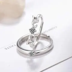 エンジェル　ジルコニア　シルバー ペアオープンリング