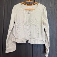 ミッシュマッシュ　ベージュ　ノーカラージャケット　薄手