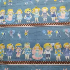 綿プリント　YUWA　ワンマイルローズ　ブルー