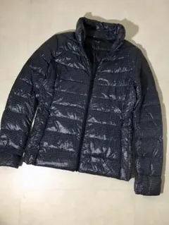 △ユニクロ ウルトラライトダウン ジャケット 黒×グレー 千鳥格子【M】