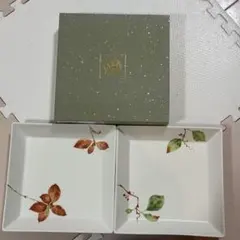 たち吉　草加　組皿　葉デザインの陶器皿2枚セット