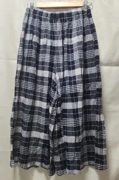 スクロール　春夏ワイドパンツ　チェック柄　Lサイズ