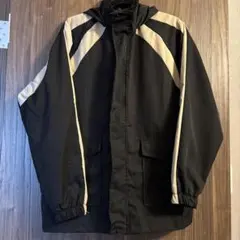 フード付き黒ベージュストライプジャンパー