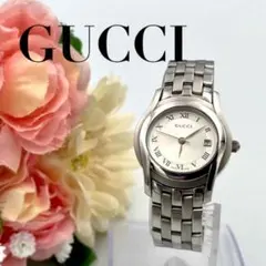 1043 新品電池 GUCCI 5500L 腕時計 クォーツ デイト ステンレスのサムネイル
