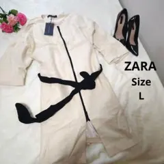 【入手困難デザイン☆タグ付き☆ZARA WOMAN】ノーカラーコート　サイズLのサムネイル