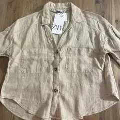 ZARA ボタンアップシャツ ベージュS 新品