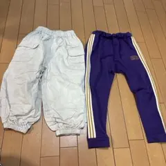 値下げ キッズ ロングパンツ 120 2点セット ラインパンツ カーゴパンツ
