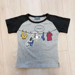 PEANUTS スヌーピー Tシャツ 100cm グレー/ブラック
