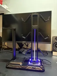 ゲーミングコントローラー＆ヘッドセットスタンド LED搭載