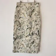 シードレイク タイトスカート ひざ下 裏地有 ポケット有 幾何学柄 生地厚め