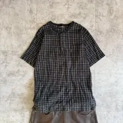 archive black check henley neck y2k コムサのサムネイル
