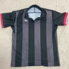 ソフトテニスMizuno ストライプ ポロシャツ ブラック/グレー/レッド