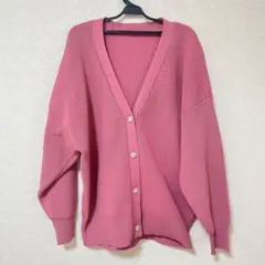カーディガン ニット ピンク ゆったり ポケットなし 着丈約69 身幅約62