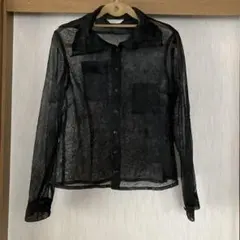 i+mu シースルーブラックシャツ 長袖