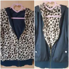 MA-1風ジャケット リバーシブル　ブルゾン レオパード×ブラック