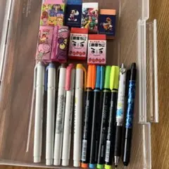 文房具セット 多色ペンと消しゴム