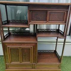 ♦︎美品和モダン 茶箪笥 飾り棚 タモ・セン材風 天然木木目 スムーズ