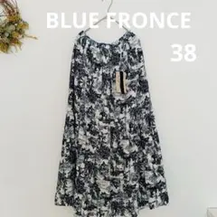 ⭐️美品 ピノーレ ペイズリー柄 シアーブラウス 38 M ブルー 麻混 