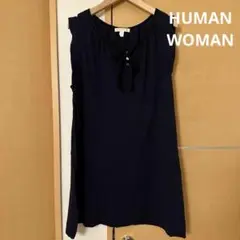 HUMAN WOMAN ネイビー　ノースリーブトップス　チュニック　M