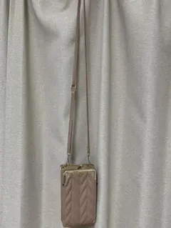 スマホショルダーバッグ ピンクベージュ キルティング ポシェット