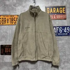 Columbia フルジップ フリースジャケット Lグレージュ アウトドア 古着