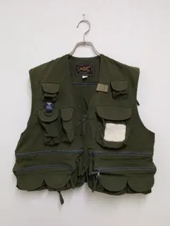 WOOLRICH フィッシングベスト ネイビー ロゴ刺繍 釣り アウトドア 