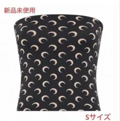 ムーン柄 ベアトップ チューブトップ マリーンセル好き ブラック Sサイズ