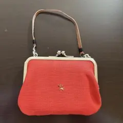 朱色　おでかけがま口ポーチ