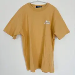 サンラサン バックプリント Tシャツ クルーネック半袖 M 黄 綿 お出かけ