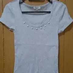 NATURAL BEAUTY BASIC ♪襟元 パール調 カットソー 半袖