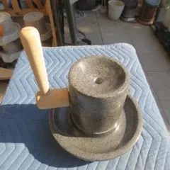 石臼 ひき臼 茶臼 抹茶 煎茶 茶道具 木棒付 手動　骨董品　工芸　コレクション 石臼 ひき臼 茶臼 抹茶 煎茶 茶道具 木棒付 手動 骨董品 工芸