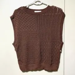 SENSE OF PLACE ブラウン ノースリーブニット セーター