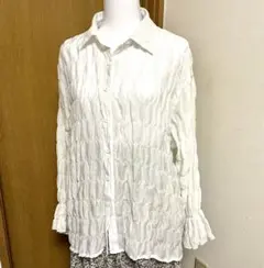 【美品】　ギャザーシアーシャツ 長袖シャツ M