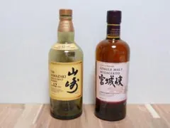 空瓶　　山崎18年シングルモルト & I.W. HARPER 12年の空瓶 空瓶 山崎18年シングルモルト & I.W. HARPER 12年の空瓶 - メルカリ