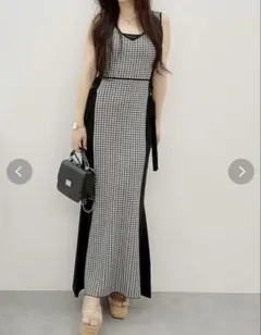 MERCURYDUO チェックサイドレースアップニットワンピース