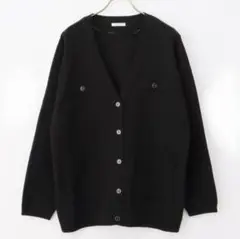 【タグ付き新品】◆GLACIER ポケット付Vネックカーディガン ブラックL◆